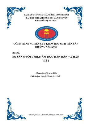 So sánh đối chiếu âm đọc hán hàn và hán việt công trình nghiên cứu khoa học sinh viên giải nhất cấp trường