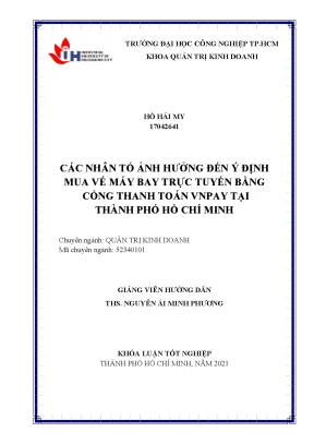 Các nhân tố ảnh hưởng đến ý định mua vé máy bay trực tuyến bằng cổng thanh toán vnpay tại thành phố hồ chí minh