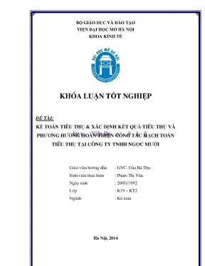 Kế toán tiêu thụ và xác định kết quả tiêu thụ và phương hướng hoàn thiện công tác hạch toán tiêu thụ tại công ty tnhh ngọc mười