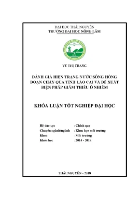 Đánh giá hiện trạng nước sông hồng đoạn chảy qua tỉnh lào cai và đề xuất biện pháp giảm thiểu ô nhiễm