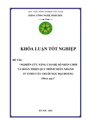 Nghiên cứu nâng cao hệ số nhân chồi và hoàn thiện quy trình nhân nhanh in vitro cây chuối ngự đại hoàng