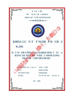 Đẩy mạnh hoạt động marketing tại cửa hàng xe máy nhập khẩu minh long motor chi nhánh huế