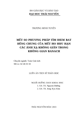 1158 một số phương pháp tìm điểm bất động chung của một họ hữu hạn các ánh xạ không giãn trong không gian banach luận văn tốt nghiệp