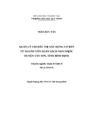 0557 quản lý chi đầu tư xây dựng cơ bản từ nguồn vốn ngân sách nhà nước huyện tây sơn tỉnh bình định luận văn tốt nghiệp
