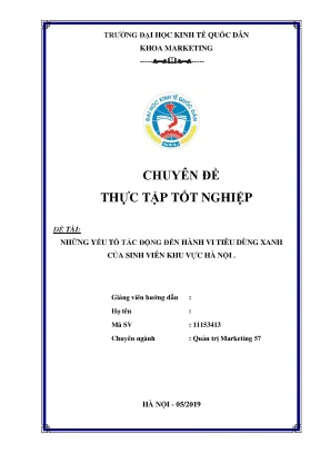 Chuyên đề thực tập yếu tố tác động hành vi tiêu dùng xanh neu