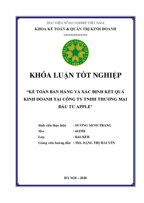 Kế toán bán hàng và xác định kết quả kinh doanh tại công ty tnhh thương mại và đầu tư apple