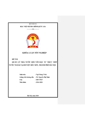 Quản lý nhà nước đối với đầu tư trực tiếp nước ngoài tại huyện sóc sơn thành phố hà nội