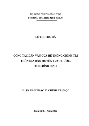 1596 công tác dân vận của hệ thống chính trị trên địa bàn huyện tuy phước tỉnh bình định luận văn tốt nghiệp