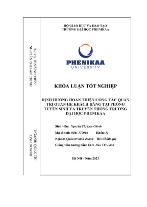 Hoàn thiện công tác quản trị quan hệ khách hàng đối với công tác tuyển sinh của trường đại học phenikaa