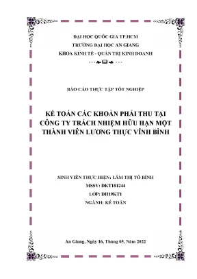 Kế toán các khoản phải thu tại công ty trách nhiệm hữu hạn một thành viên lương thực vĩnh bình