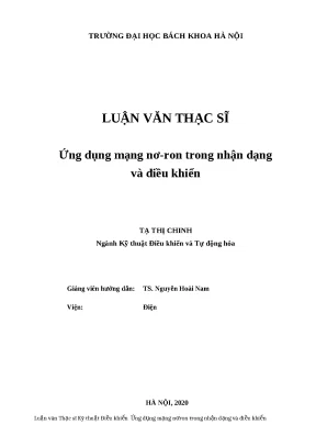 Luận văn thạc sĩ kỹ thuật điều khiển ứng dụng mạng nơron trong nhận dạng và điều khiển