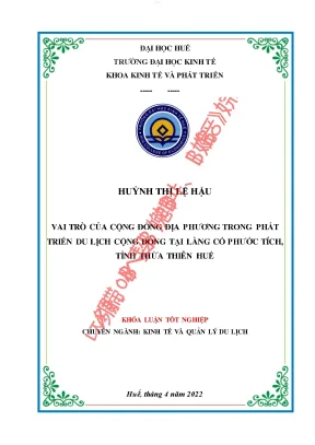 Vai trò của cộng đồng địa phương trong phát triển du lịch cộng đồng tại làng cổ phước tích tỉnh thừa thiên huế