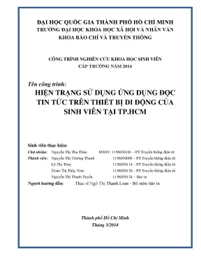 Hiện trạng sử dụng ứng dụng đọc tin tức trên thiết bị di động của sinh viên tại tp hồ chí minh công trình nghiên cứu khoa học sinh viên cấp trường