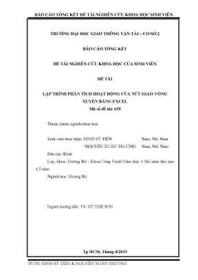 Lập trình phân tích hoạt động của nút giao vòng xuyên bằng excel đề tài nghiên cứu khoa học sinh viên