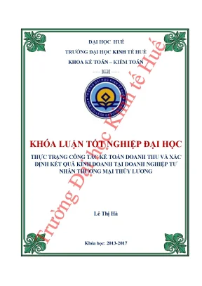 Thực trạng công tác kế toán doanh thu và xác định kết quả kinh doanh tại doanh nghiệp tư nhân thương mại thủy lương