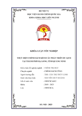 Thực hiện chính sách kích cầu phát triển du lịch tại thành phố hạ long tỉnh quảng ninh