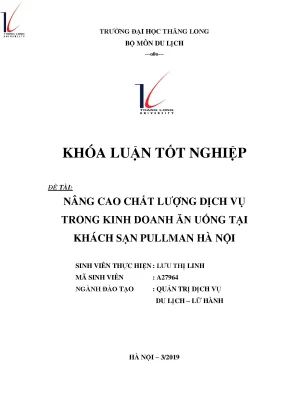 Nâng cao chất lượng dịch vụ trong kinh doanh ăn uống tại khách sạn pullman hà nội