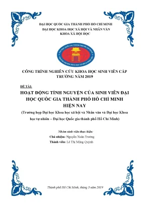 Hoạt động tình nguyện của sinh viên đại học quốc gia thành phố hồ chí minh hiện nay công trình nghiên cứu khoa học sinh viên giải khuyến khích cấp trường
