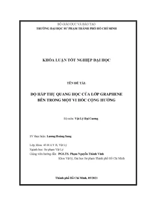 Độ hấp thụ quang của lớp graphene bên trong một vi hốc cộng hưởng
