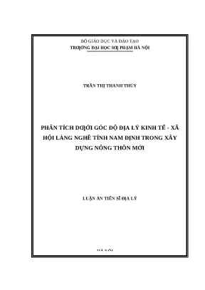0647 phân tích dưới góc độ địa lý kinh tế xã hội làng nghề tỉnh nam định trong xây dựng nông thôn mới luận văn tốt nghiệp