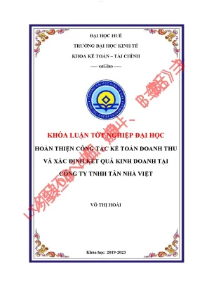 Hoàn thiện công tác kế toán doanh thu và xác định kết quả kinh doanh tại công ty tnhh tân nhà việt