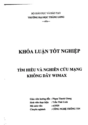 Khoá luận tìm hiểu và nghiên cứu mạng không dây wimax