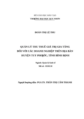 0350 quản lý thu thuế giá trị gia tăng đối với các doanh nghiệp trên địa bàn huyện tuy phước tỉnh bình định luận văn tốt nghiệp