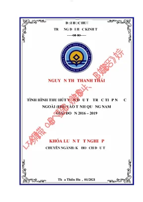 Tình hình thu hút vốn đầu tư trực tiếp nước ngoài fdi vào tỉnh quảng nam giai đoạn 2016 2019