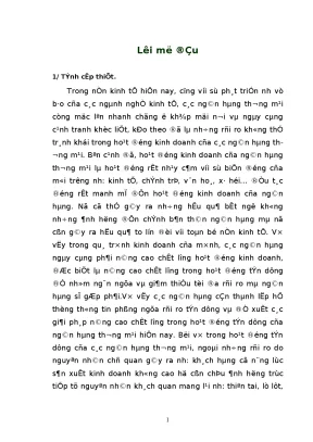 Giải pháp nâng cao chất lượng hoạt động tín dụng tại ngân hàng nông nghiệp và phát triển nông thôn huyện thanh trì