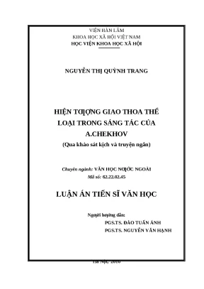 Luận án hiện tượng giao thoa thể loại trong sáng tác của a chekhov