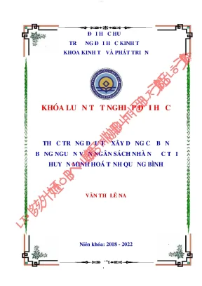 Thực trạng đầu tư xdcb bằng nguồn vốn nsnn tại huyện minh hoá tỉnh quảng bình