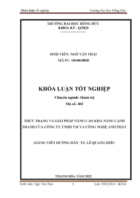 Thực trạng và giải pháp nâng cao khả năng cạnh tranh của công ty tnhh tm và công nghệ anh phát