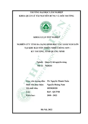 Nghiên cứu tính đa dạng sinh học các loài nấm lớn tại khu bảo tồn thiên nhiên đồng sơn kỳ thượng tỉnh quảng ninh