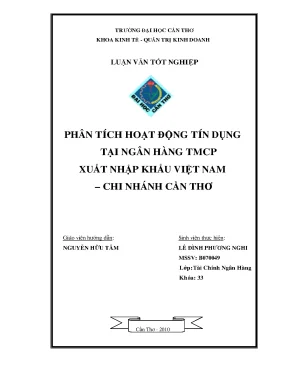 Phân tích hoạt động tín dụng tại ngân hàng tmcp xuất nhập khẩu việt nam chi nhánh cần thơ