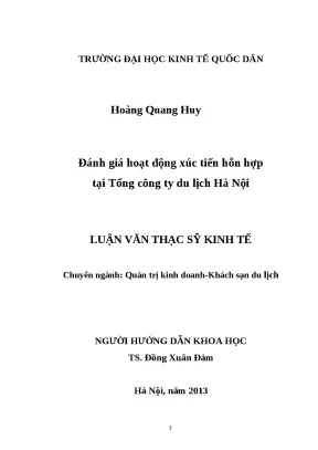 Luận văn thạc sĩ đánh giá hoạt động xúc tiến hỗn hợp tại tổng công ty du lịch hà nội