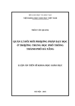 Luận án quản lí đổi mới phương pháp dạy học ở trường trung học phổ thông thành phố đà nẵng