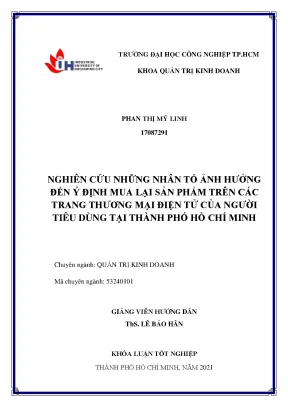 Nghiên cứu những nhân tố ảnh hưởng đến ý định mua lại sản phẩm trên các trang thương mại điện tử của người tiêu dùng tại thành phố hồ chí minh