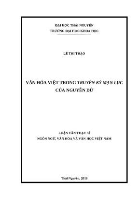Luận văn thạc sĩ văn hóa việt trong truyền kỳ mạnh lực của nguyễn dữ