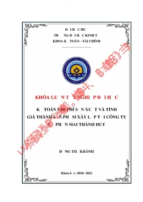 Kế toán chi phí sản xuất và tính giá thành sản phẩm xây lắp tại công ty cổ phần mai thành huy