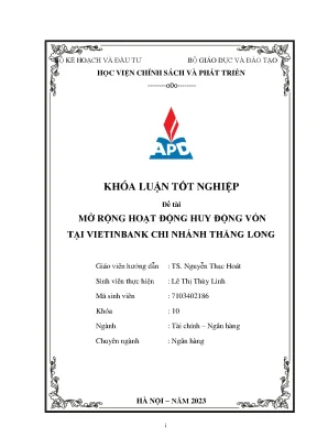 Chuyên ngành ngân hàng mở rộng hoạt động huy động vốn tại vietinbank chi nhánh thăng long
