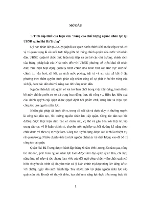 Luận văn thạc sĩ nâng cao chất lượng nguồn nhân lực tại ubnd quận hai bà trưng