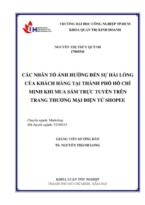Các nhân tố ảnh hưởng đến sự hài lòng của khách hàng tại thành phố hồ chí minh khi mua sắm trực tuyến trên trang thương mại điện tử shopee