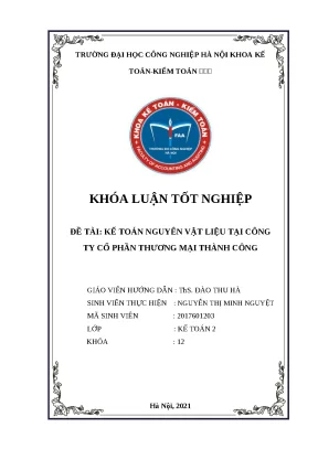 Khóa luận tốt nghiệp đề tài kế toán nguyên vật liệu tại công ty cổ phần thương mại thành công