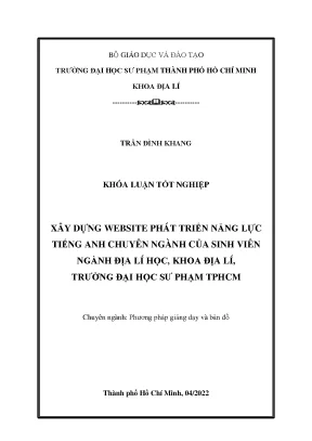 Xây dựng website phát triển năng lực tiếng anh chuyên ngành của sinh viên ngành địa lí học khoa địa lí trường đại học sư phạm tphcm