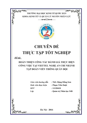 Chuyên đề thực tập hoàn thiện công tác đánh giá thực hiện công việc tại viettel nghệ an chi nhánh tập đoàn viễn thông quân đội