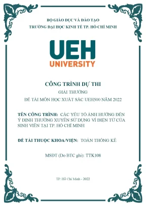 Các yếu tố ảnh hưởng đến ý định thường xuyên sử dụng ví điện tử của sinh viên tại tp hþ chí minh