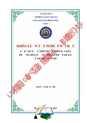 Sử dụng nước sinh hoạt trên địa bàn phường hòa hương thành phố tam kỳ tỉnh quảng nam