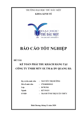 Khóa luận tốt nghiệp kế toán phải thu khách hàng tại công ty tnhh mtv sản xuất thương mại và dịch vụ quang hà