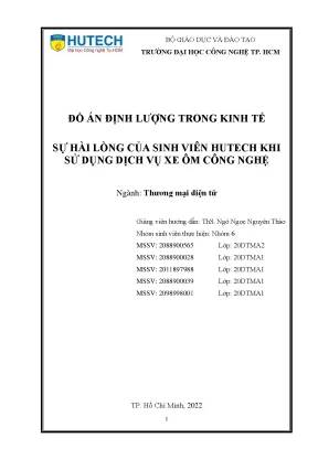 Sự hài lòng của sinh viên hutech khi sử dụng dịch vụ xe ôm công nghệ