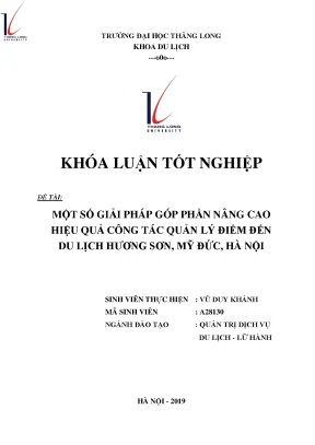 Một số giải pháp góp phần nâng cao hiệu quả công tác quản lý điểm đến du lịch hương sơn mỹ đức hà nội